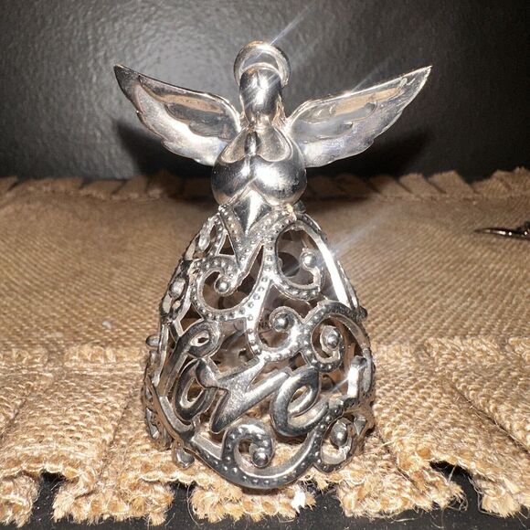 Lenox Metal Silver Tone Angels of HOPE LOVE PEACE Ornament 3" Beautiful 3-Piece - Picture 3 of 8